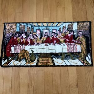 Vintage Last Supper Velvet Velour Tapestry Wall Hanging Rug